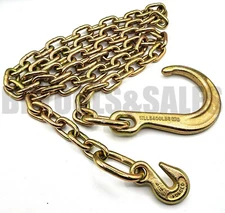 5/16" x 8' Transport Tow Chain 8" J-Hook & Grab Hook G70 Car Wrecker Truck Tie