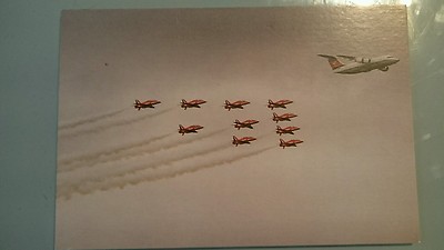Manx Airlines BAe 146-200 (G-MIMA) & RAF Red Arrows over IOM Ronaldsway Postcard