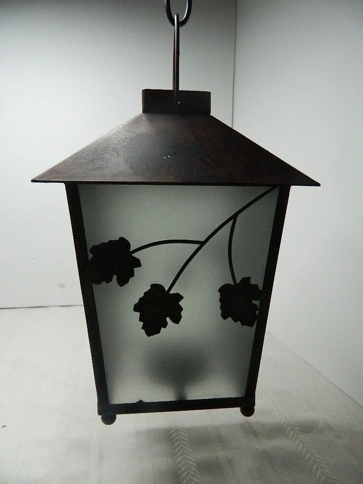 Linterna de luz de té con diseño de hoja 8" H cobre 2 lados apantallados/2 lados de vidrio esmerilado Foto 3 de 4