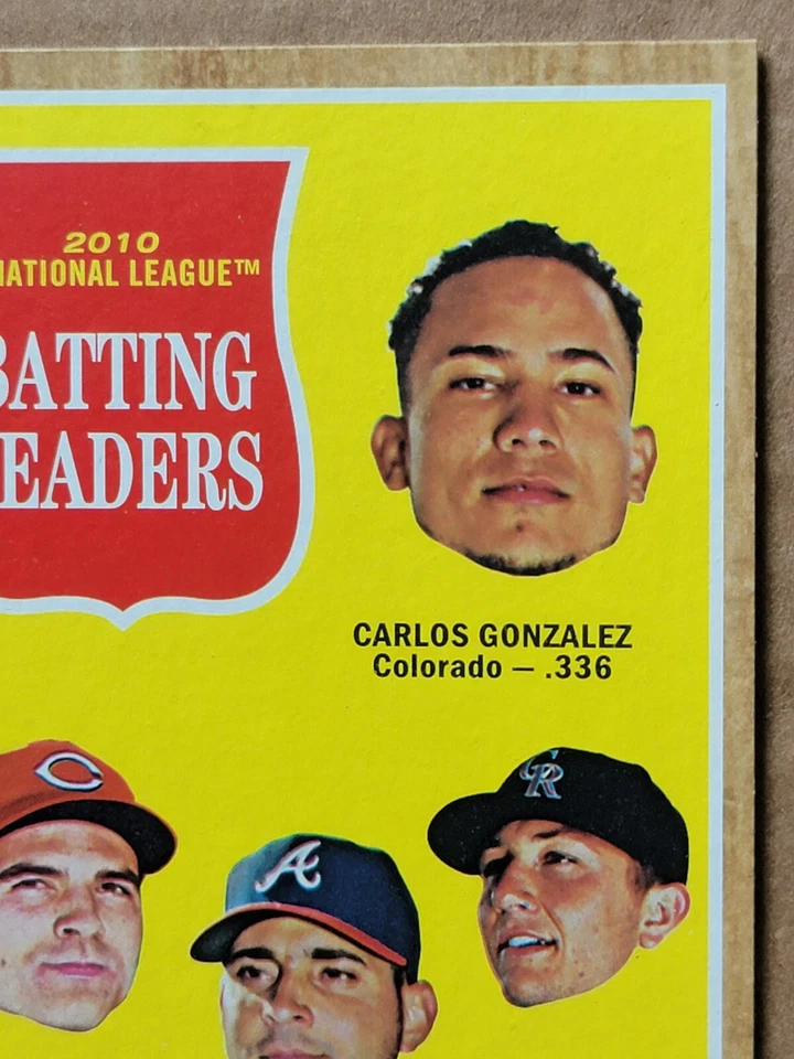 2011 Topps Heritage Batting Leaders Baseball Card #52 Joey Votto Foto 3 de 4