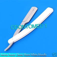 Straight Barber Razor Classic Shave White Handle