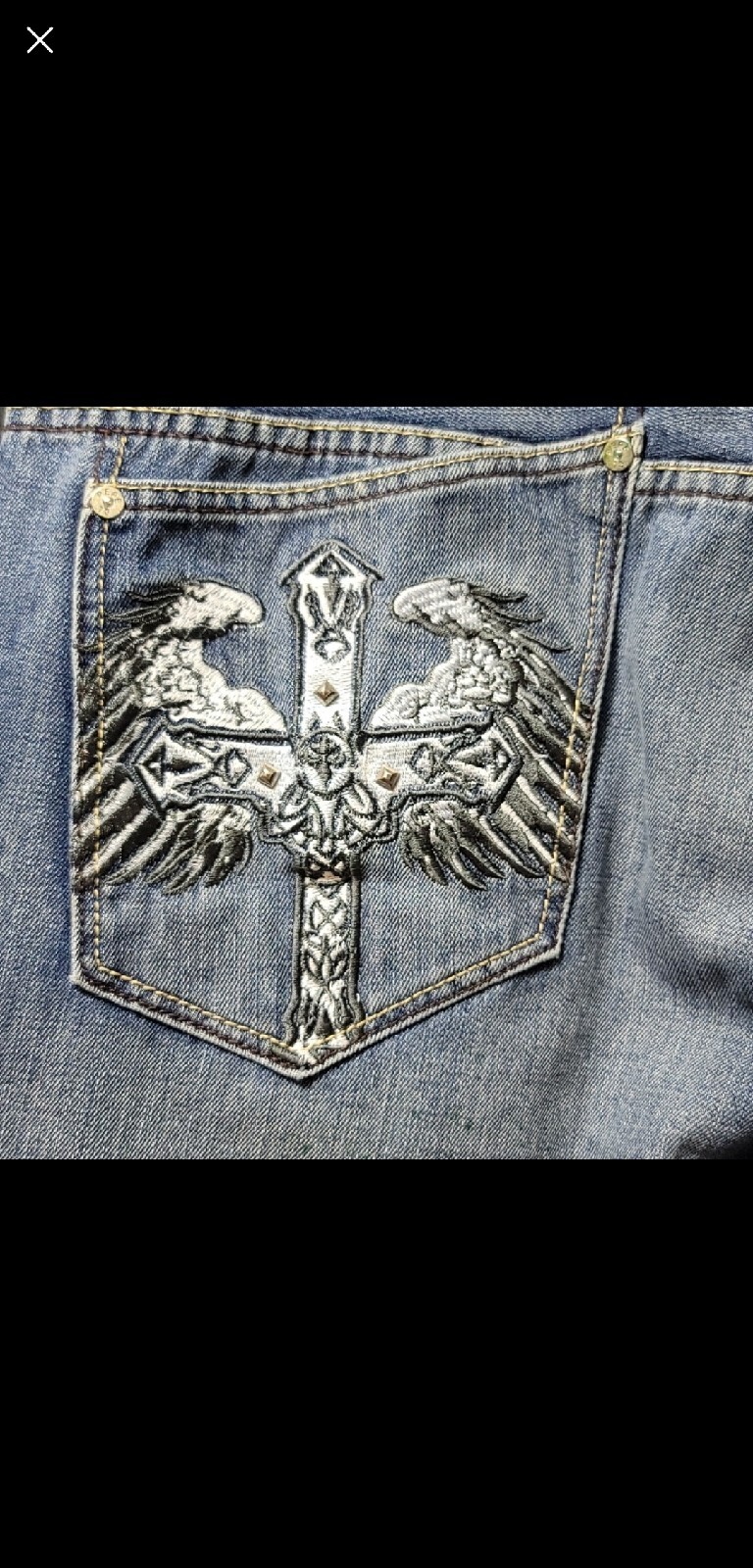 GUC Vintage Pepe Jeans London UK Men's Jeans - 36 X 32 - Embroidered Cross Wings image 5
