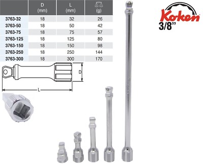 Koken 3/8'' Winkelverlängerung von 32mm bis 300mm