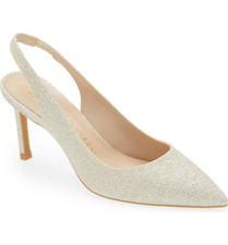 Stuart Weitzman Linsi Pointed Toe Slingback Pump in Platino sz 8