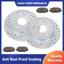 Rear Slotted Brake Rotors and Ceramic Pads for Honda Accord 2.4L Disc Brakes Kit