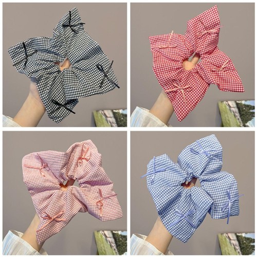 Plaids Hair Rings Bowknot Hair Ropes Elegant Hair Scrunchies Women Girl - Picture 8 of 12
