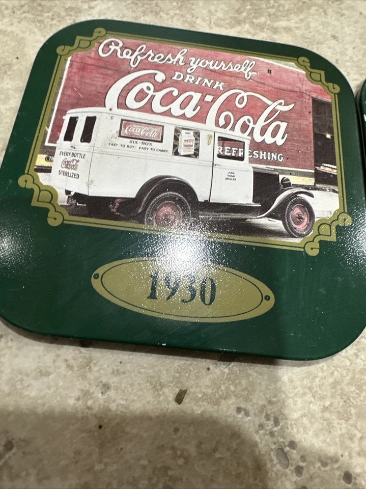 Coke Coca Cola Coasters set of 2 feauturing Vintage Advertisements 1930&1910 - Image 4 of 4