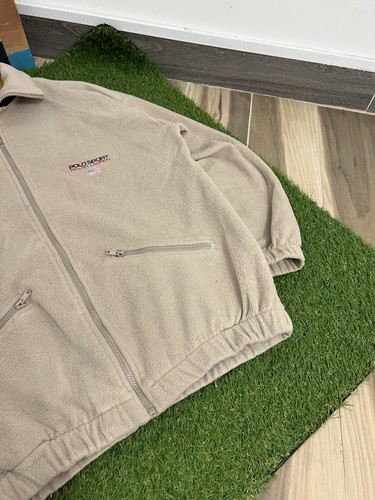 Vintage Polo Sport Ralph Lauren Full Zip Fleece Pullover Mens L Beige 90s Y2K - Picture 4 of 8