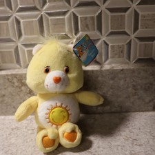 Care Bears Funshine Bear Vintage 2002 8" Yellow Stuffed Plush With tags