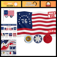 Embroidered 3x5 FT Heavy Duty US Flag with 13 Stars Brass Grommets - Outdoor U