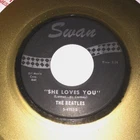 BEATLES "SHE LOVES YOU"  SWAN '1964 GOLD VINYL 45 RECORD PAINTED GOLD