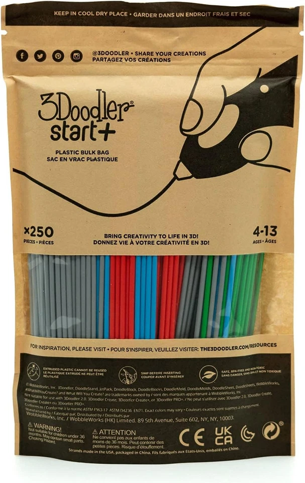 Bolsa de recarga de filamento de impresión 3D 3Doodler Start roja, azul, verde, gris, negra Foto 2 de 4