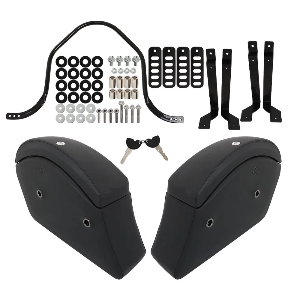 Motorcycle Luggage Hard Bags Saddlebags For Yamaha Kawasaki Honda Classic Black Foto 3 de 4