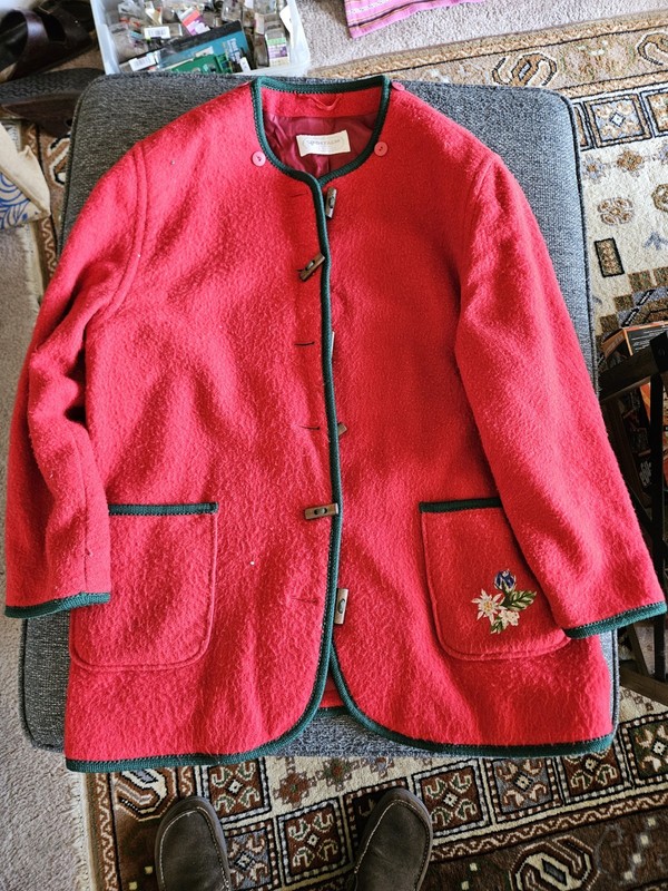 Red Wool German/Austrian/Alpine/Bavarian Jacket, Jacke, Trachten