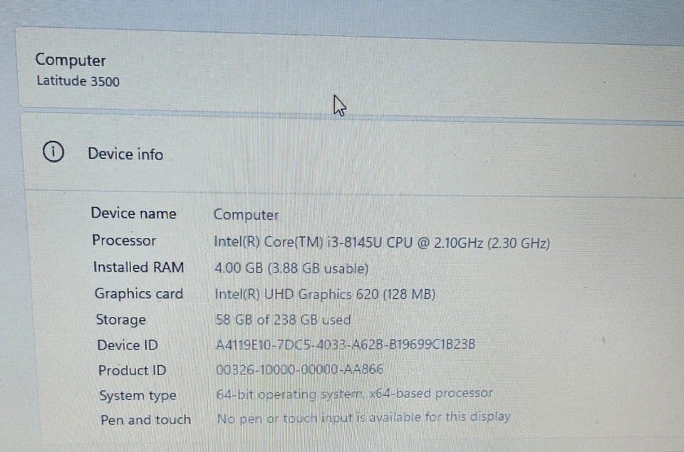 Dell Latitude 3500 · i3-8145U · 4GB · 256GB, photo 3 of 5