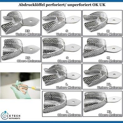 10er Set Abdrucklöffel   Non-Perforated, Erwachsene, Metall Rim Lock Impression 