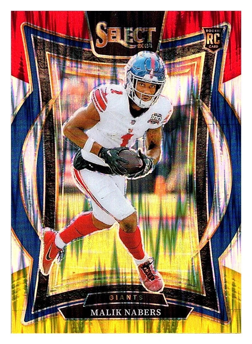 2024 Panini Select #29 Malik Nabers Red & Yellow Prizm Shock giants nfl Rookie