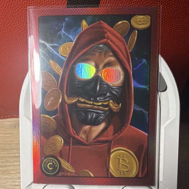 Cardsmiths Bitcoin Currency Cred 2023 Satoshi Nakamoto #108 Holofoil Card