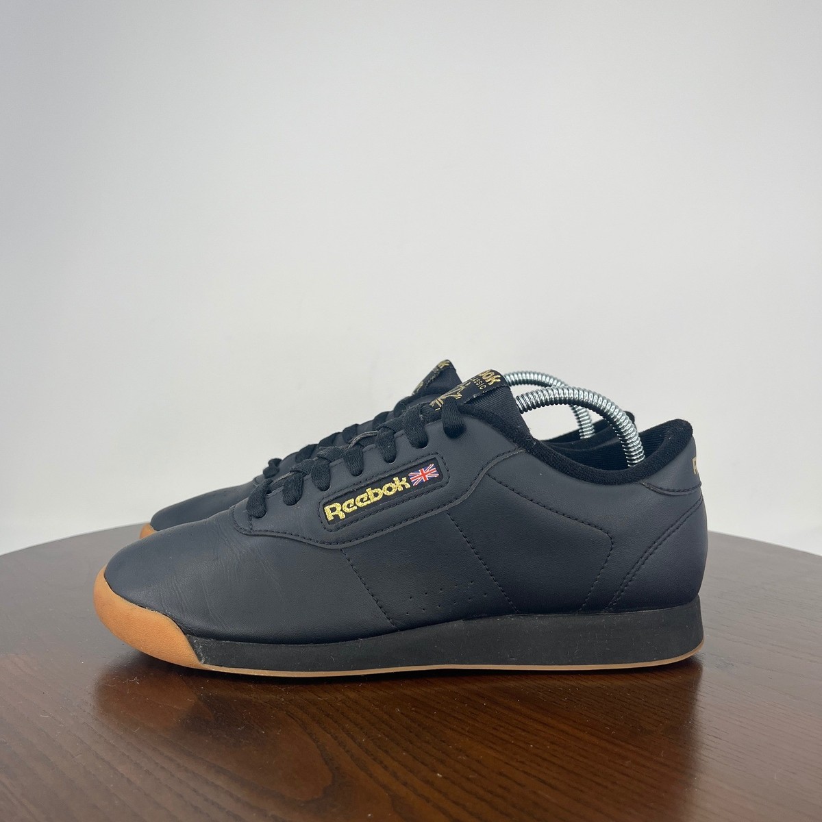 Reebok Princess Shoes Women's Black Leather Gum Sole Training Sneakers  BS8457