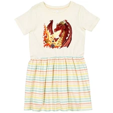 Inktastic Dragon Breathing Fire With Role Playing Dice Toddler Dress Pop Culture