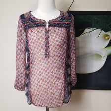 Lucky Brand Semi Sheer Floral Boho Peasant To...