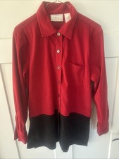 Vintage Gorgeous Erica Studio Dress Tunic In Red & Black-6 Button w/ Suede Feel