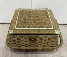 1960s Sewing Basket Exclusively for Penney’s Satin Lining, Lid/Handle Japan