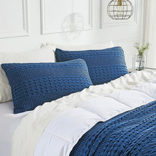 Waffle Weave Navy Blue King Sham Set of 2 36Lx20W VHC Brands