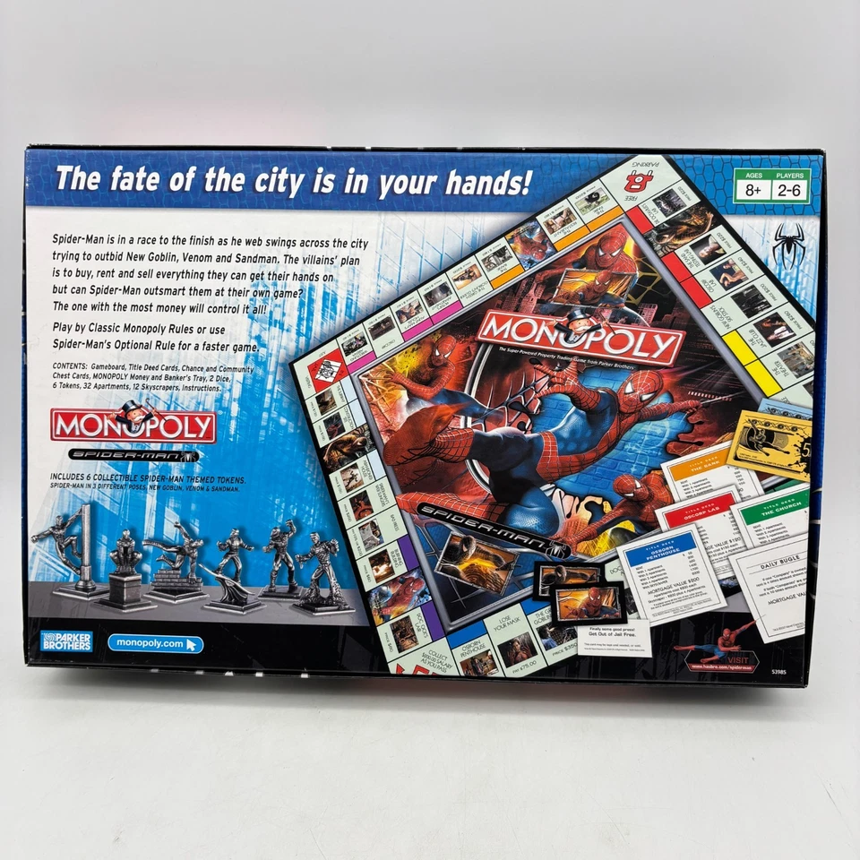 Monopoly Spider Man COMPLETE Parker Brothers 2006 Spider-Man Marvel - Image 2 of 4