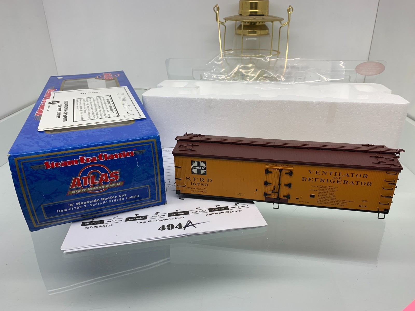 494 Atlas 40' Woodside Refrigerator Car Santa Fe SFRD O Scale 2 Rail or 3 Rail