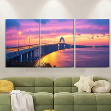 3pcs  Vibrant Francis Scott Key Bridge Design Metal Print Ready to Hang Art