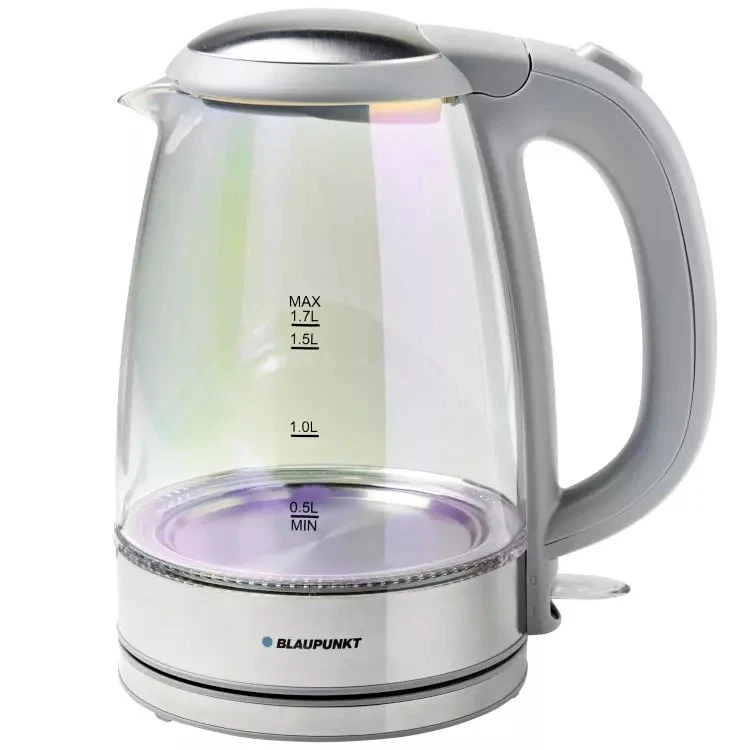 Blaupunkt Iridescent Glass & Steel Kettle 1.7L 3000W Washable Filter Illuminated