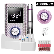 Professional Electric Nail Drill Machine,45000RPM Portable Rechargeable Efile US