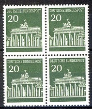 507 Brandenb. Tor 20 Pf Viererblock ** postfrisch