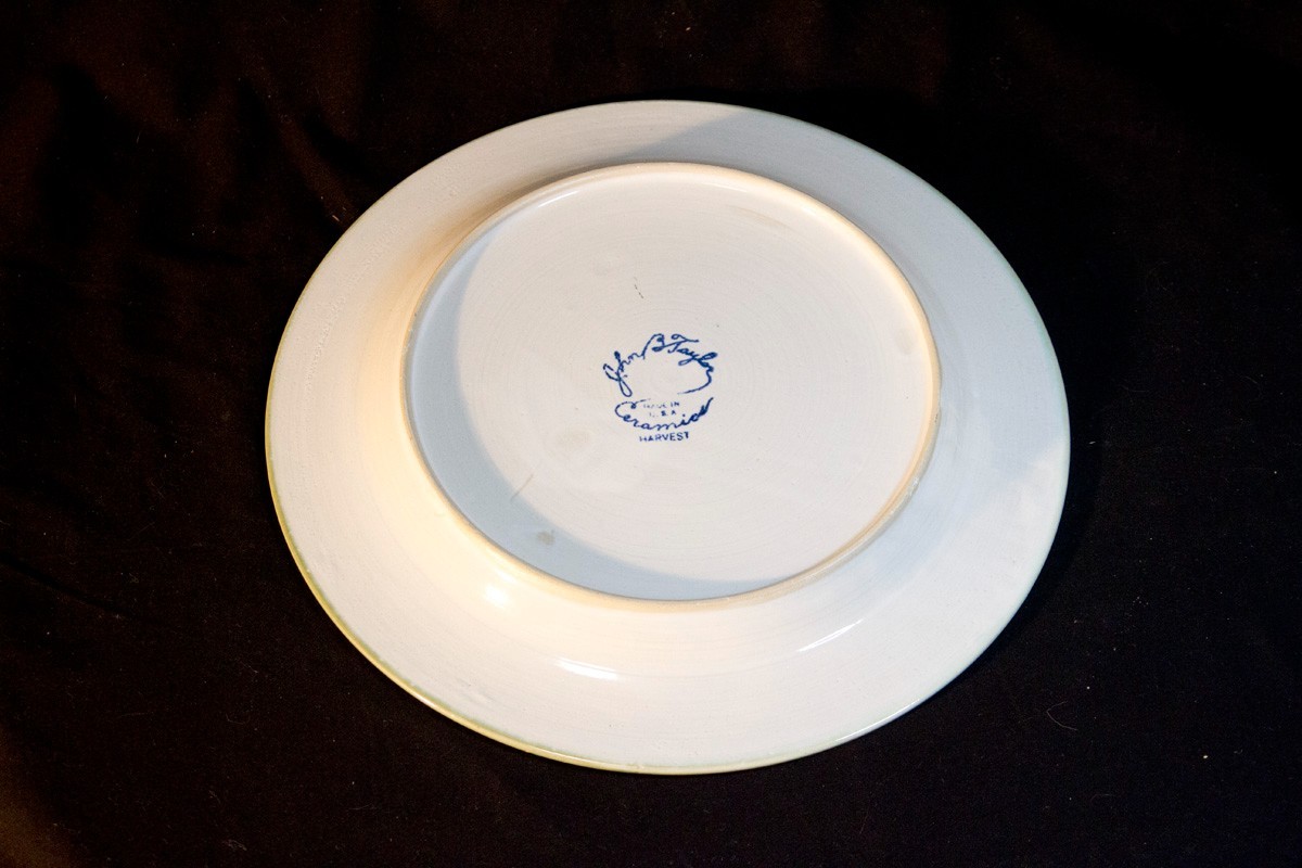 Vintage Louisville Stoneware John B. Taylor Harvest Dinner Plates 13" Set of 6