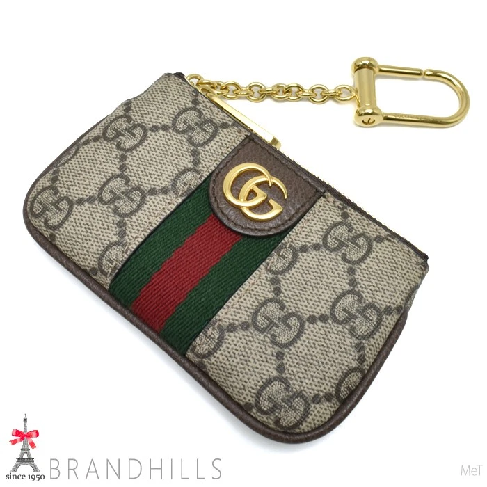 Gucci Porte monnaie pour femme Offdia Gg Supreme beige clé ébène avec crochet 671722