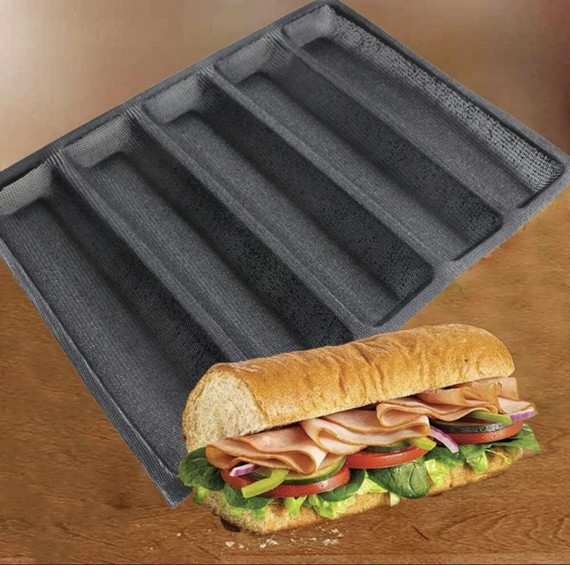 Silicone Perforated Baking Forms Sandwich Mold French Baguette Bread Pan Food...