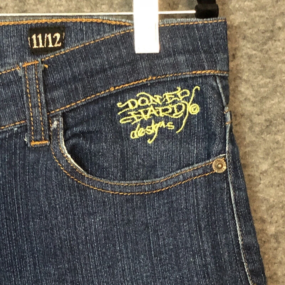 Ed Hardy Jeans Womens 11/12 Tattoo Boot Y2K Skull Flowers Cobra Snake Dark Blue - Image 4 of 4