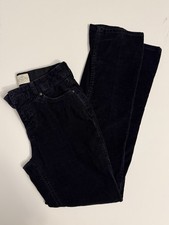 St Johns Bay Black Corduroy Pants Straight Leg Womens 4 Stretch