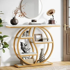 47.24" Industrial Console Table, 5-Tier Entryway Sofa Table for Living Room