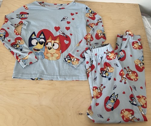 Bluey Boys Size 10 Snug Fit Pajama Set Bluey & Bingo Valentine's Day