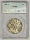 1945 P PCGS MS65 OGH - Silver Walking Liberty Half Dollar 50c US Coin