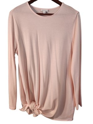 PureJill Top Womens M Short Light Pink Long Sleeve Luxe Tencel Super Soft