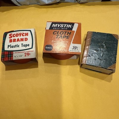 Scotch Brand Plastic Mystik Cloth Plus Vintage thumbtacks Mad Men MCM Office