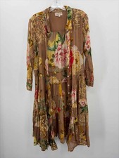 Pre-Owned Bagatelle France Brown Size XL Floral Midi Long Sleeve Dress