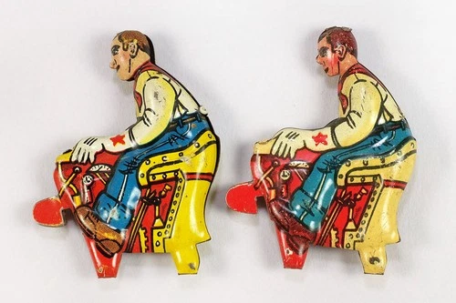 2 Vintage Marx Climbing Tractor Tin-Lithographed Toy Driver Parts 1940s-1950s