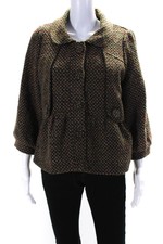 Hazel Womens Woven Peter Pan Collared Button-up Long Sleeve Jacket Green Size M