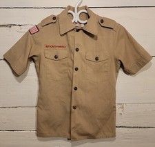 Boy Scout Shirt Youth M Beige Button Up Uniform Official