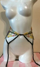 Victoria's Secret Dream Angels Floral Garter Belt Sweet Praline Mesh Lingerie ML