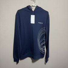 Paris Saint-Germain Pullover Hoodie Mens Sz M Navy 2021 NWT Embroidered